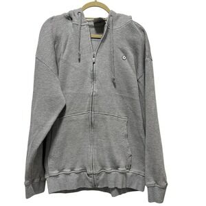South Pole Mens Grey Waffle Knit Full Zip Hoodie Hooded Sweatshirt Jacket L